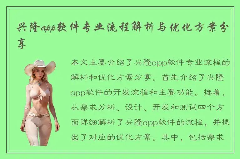 兴隆app软件专业流程解析与优化方案分享