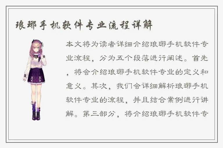 琅琊手机软件专业流程详解