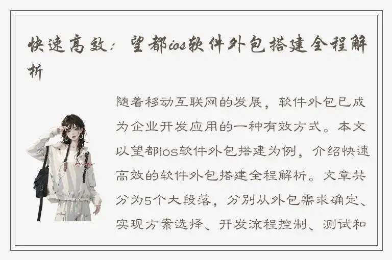 快速高效：望都ios软件外包搭建全程解析