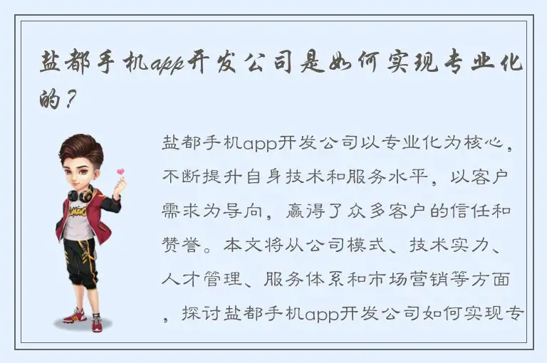 盐都手机app开发公司是如何实现专业化的？