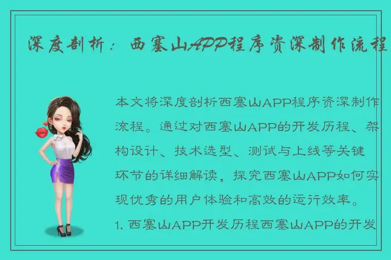 深度剖析：西塞山APP程序资深制作流程