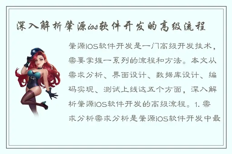 深入解析肇源ios软件开发的高级流程