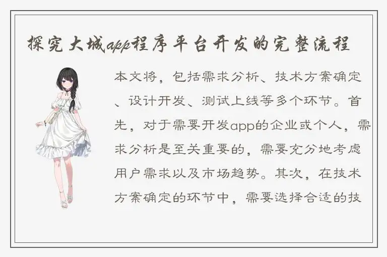 探究大城app程序平台开发的完整流程