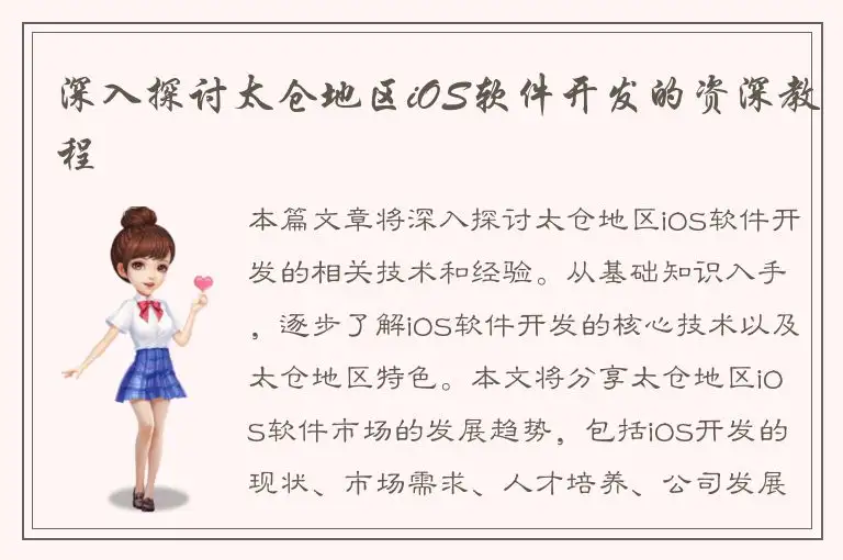 深入探讨太仓地区iOS软件开发的资深教程