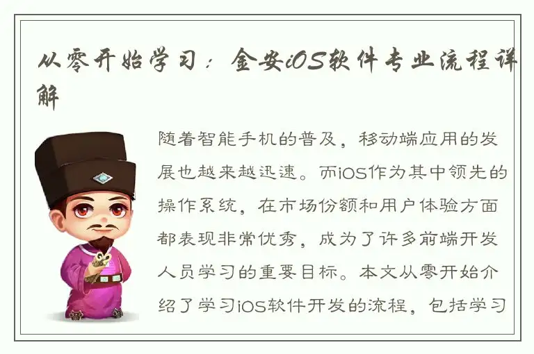 从零开始学习：金安iOS软件专业流程详解