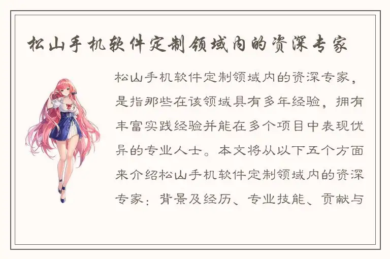 松山手机软件定制领域内的资深专家