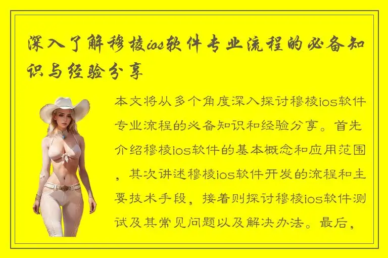 深入了解穆棱ios软件专业流程的必备知识与经验分享