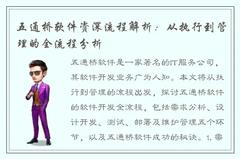 五通桥软件资深流程解析：从执行到管理的全流程分析