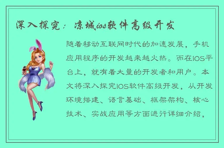 深入探究：凉城ios软件高级开发