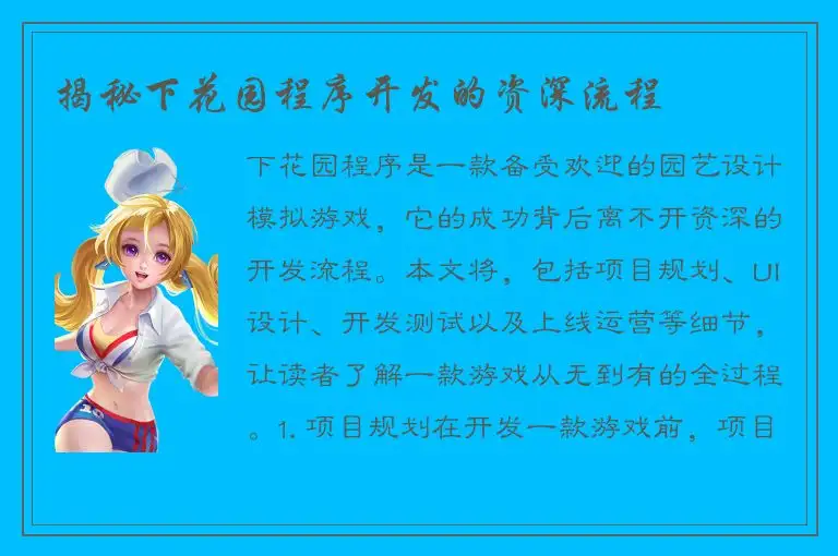 揭秘下花园程序开发的资深流程