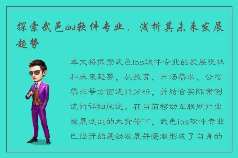 探索武邑ios软件专业，浅析其未来发展趋势