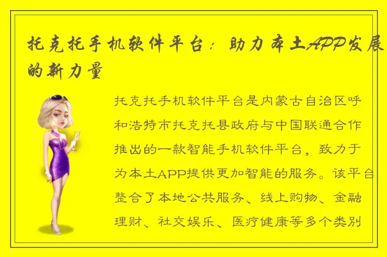 托克托手机软件平台：助力本土APP发展的新力量