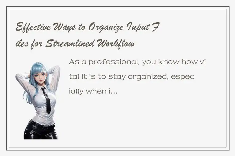 Effective Ways to Organize Input Files for Streamlined Workflow