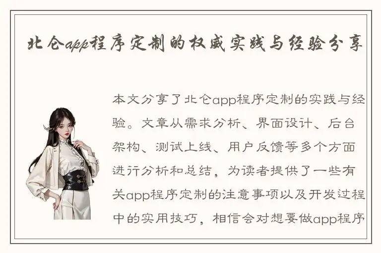 北仑app程序定制的权威实践与经验分享