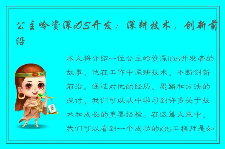 公主岭资深iOS开发：深耕技术，创新前沿