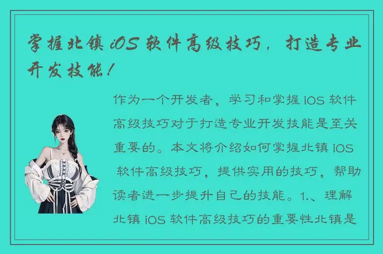 掌握北镇 iOS 软件高级技巧，打造专业开发技能！