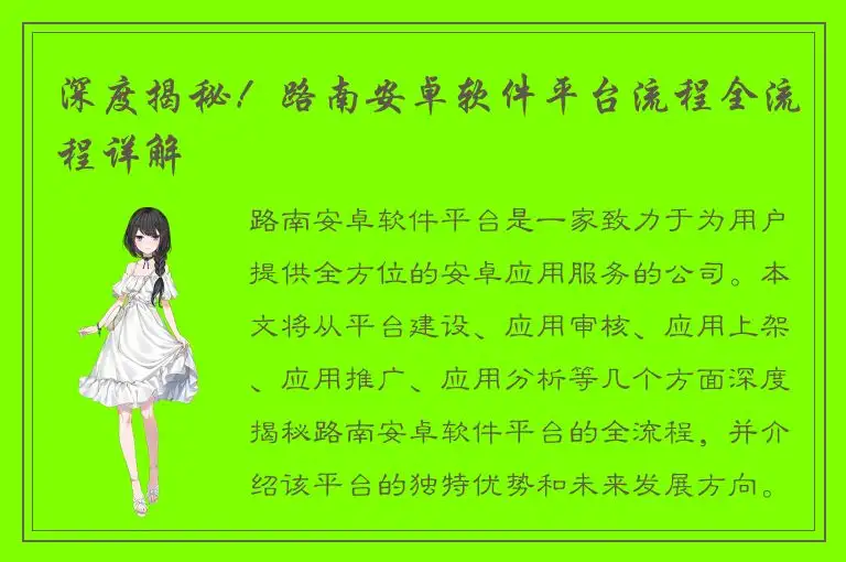 深度揭秘！路南安卓软件平台流程全流程详解