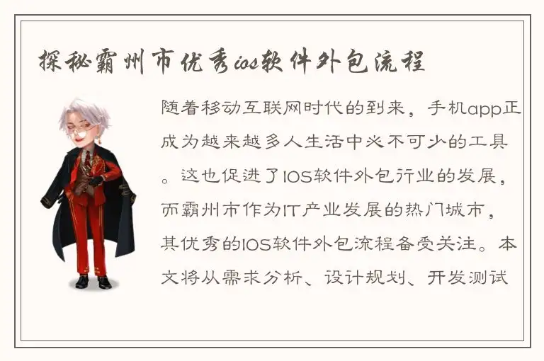 探秘霸州市优秀ios软件外包流程