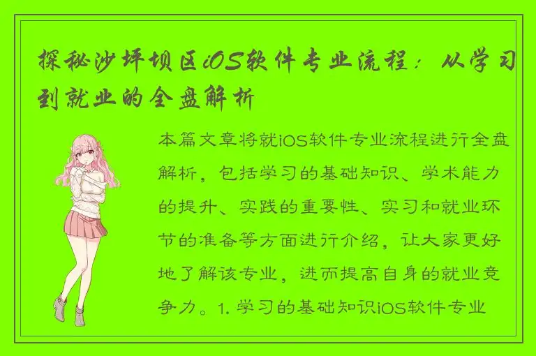探秘沙坪坝区iOS软件专业流程：从学习到就业的全盘解析