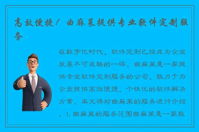 高效便捷！曲麻莱提供专业软件定制服务