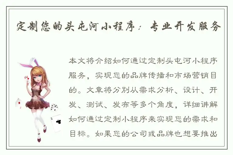 定制您的头屯河小程序：专业开发服务