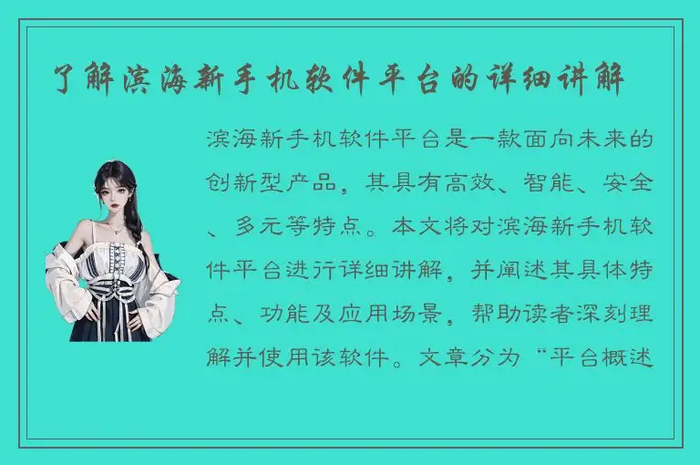 了解滨海新手机软件平台的详细讲解