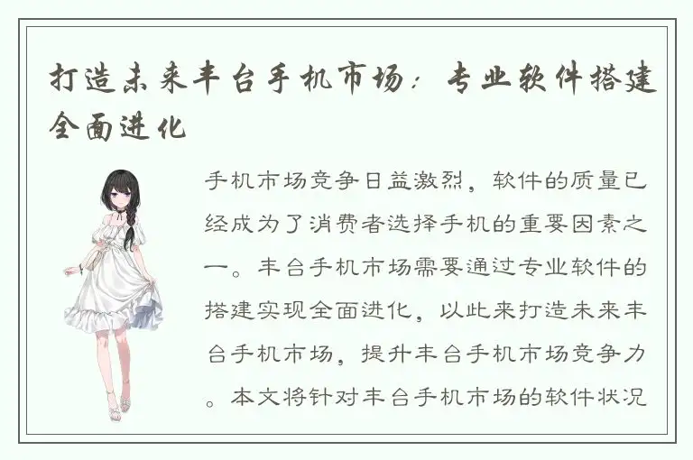 打造未来丰台手机市场：专业软件搭建全面进化