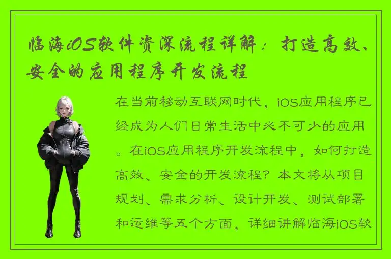 临海iOS软件资深流程详解：打造高效、安全的应用程序开发流程