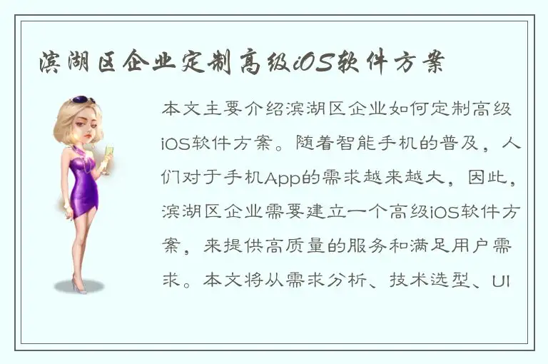 滨湖区企业定制高级iOS软件方案