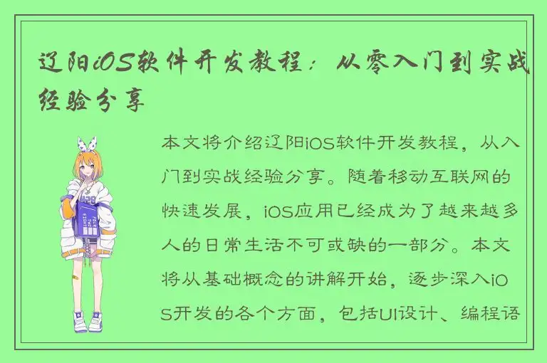 辽阳iOS软件开发教程：从零入门到实战经验分享