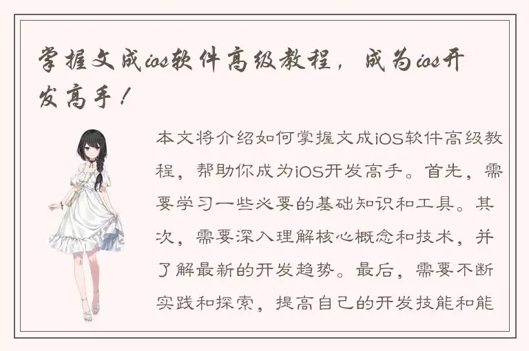 掌握文成ios软件高级教程，成为ios开发高手！