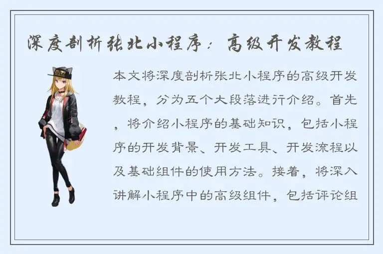 深度剖析张北小程序：高级开发教程