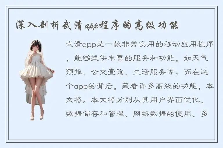 深入剖析武清app程序的高级功能