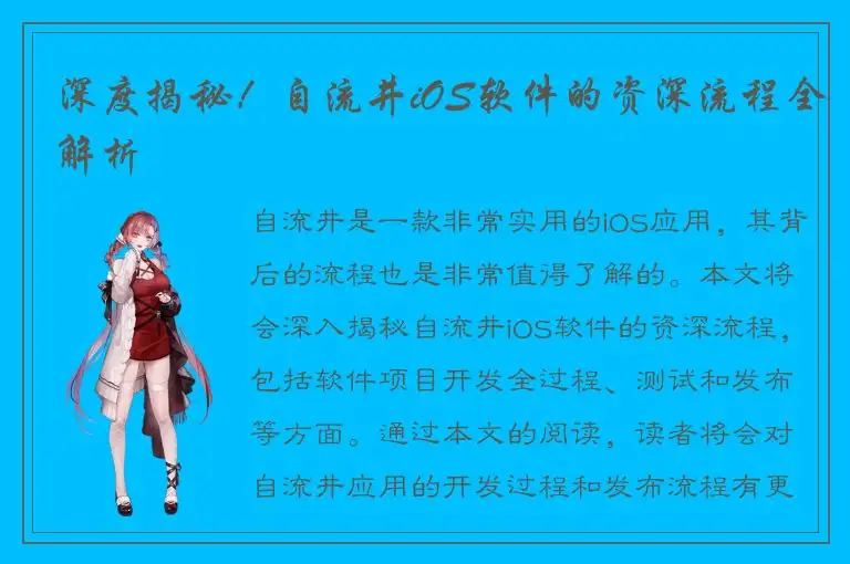 深度揭秘！自流井iOS软件的资深流程全解析