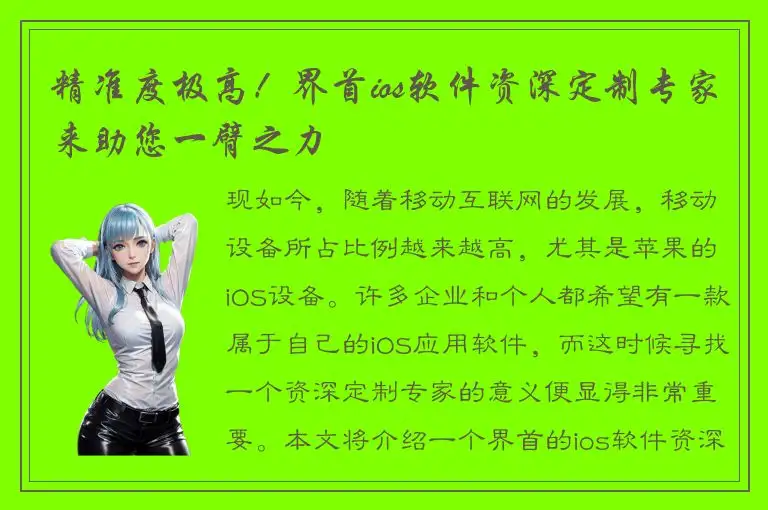 精准度极高！界首ios软件资深定制专家来助您一臂之力