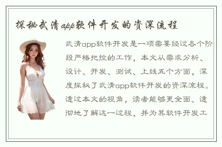 探秘武清app软件开发的资深流程