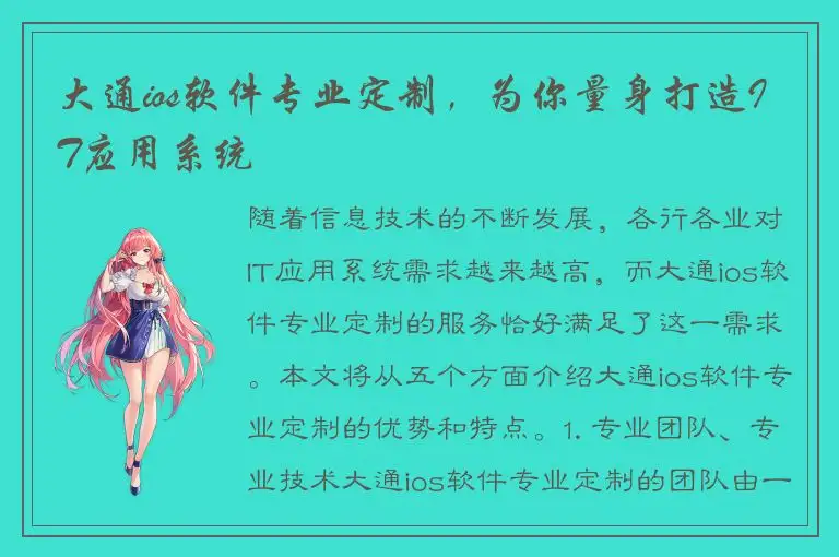 大通ios软件专业定制，为你量身打造IT应用系统