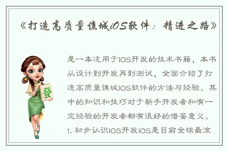 《打造高质量谯城iOS软件：精进之路》