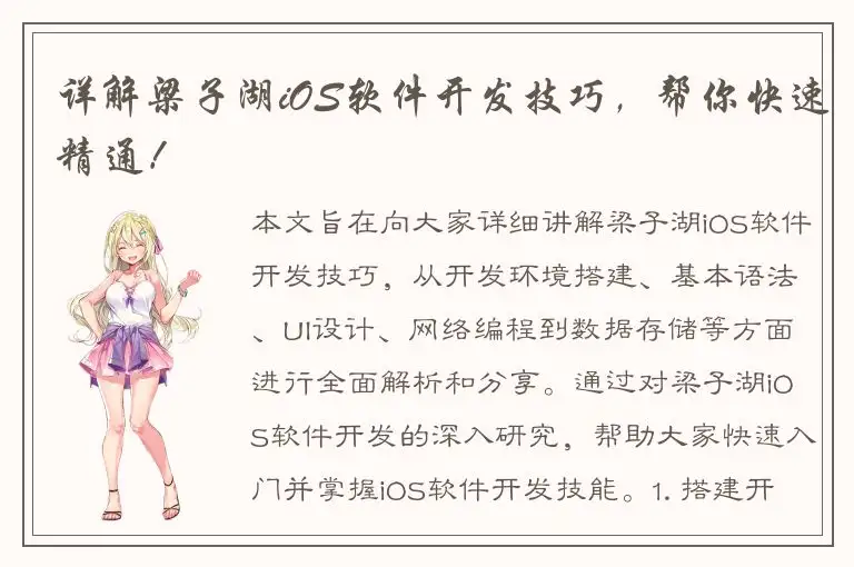 详解梁子湖iOS软件开发技巧，帮你快速精通！