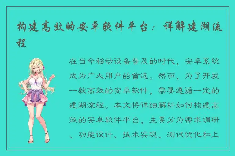 构建高效的安卓软件平台：详解建湖流程