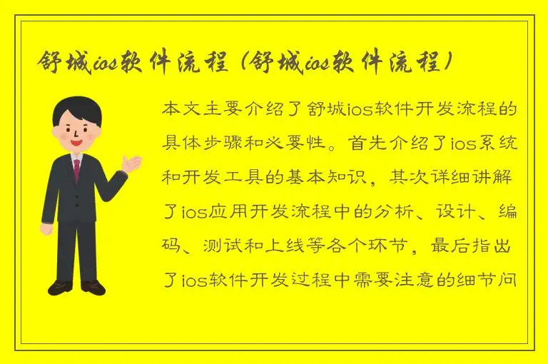 舒城ios软件流程 (舒城ios软件流程)