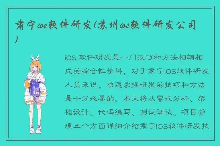 肃宁ios软件研发(苏州ios软件研发公司)