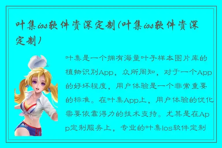 叶集ios软件资深定制(叶集ios软件资深定制)