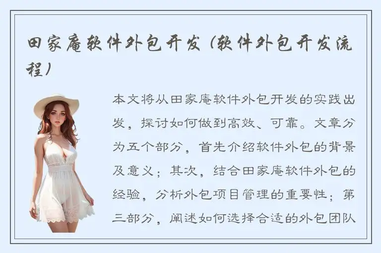 田家庵软件外包开发 (软件外包开发流程)