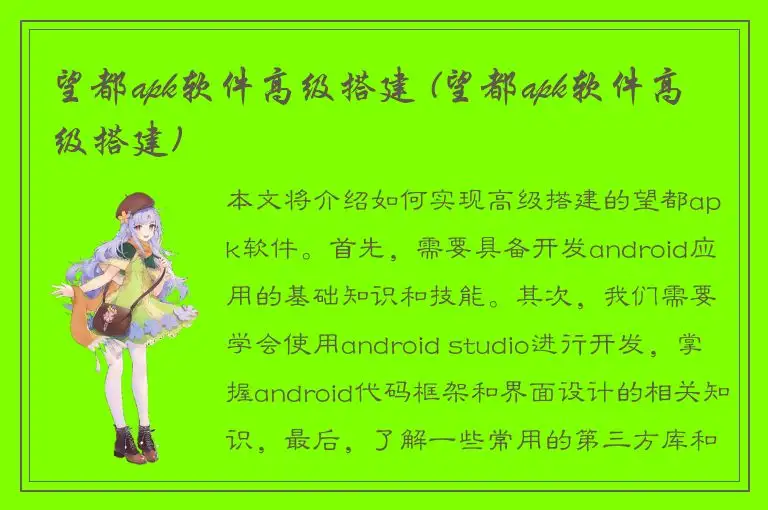 望都apk软件高级搭建 (望都apk软件高级搭建)