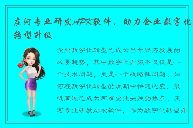 庄河专业研发APK软件，助力企业数字化转型升级