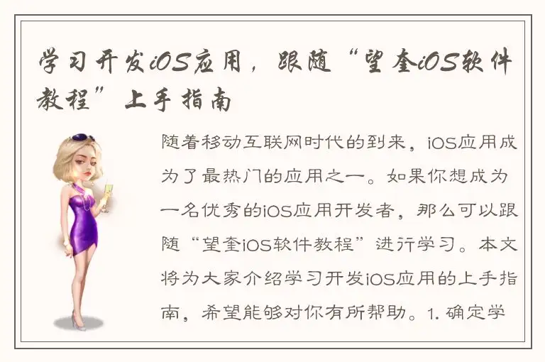学习开发iOS应用，跟随“望奎iOS软件教程”上手指南