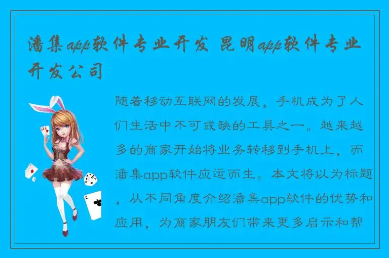 潘集app软件专业开发 昆明app软件专业开发公司