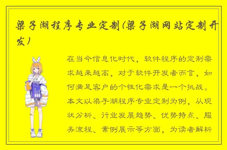 梁子湖程序专业定制(梁子湖网站定制开发)