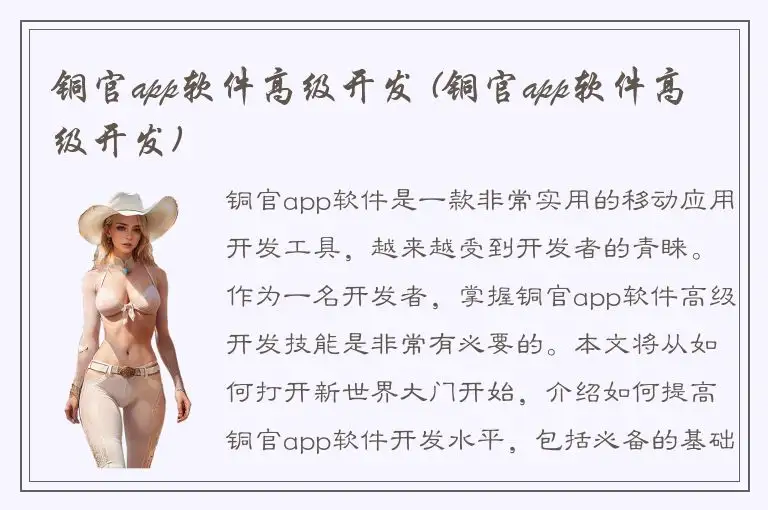 铜官app软件高级开发 (铜官app软件高级开发)